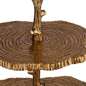 Support à cupcakes à 2 niveaux en bois avec tige en métal corail, plateau de service à étages, support à gâteau décoratif de style côtier pour fête sur le thème de la plage, décoration intérieure - Product Image 5