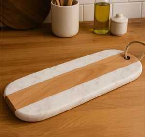 เขียงไม้อะคาเซียและหินอ่อนพร้อมด้ามจับเลเซอร์เปล่าปรับแต่งได้ - Product Image 1