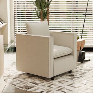 Moderno e comodo divano Beige con cuscini di seduta traspiranti poltrona decorativa per camere da letto angoli di lettura - Product Image 3