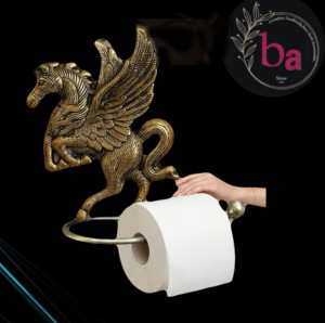 Porte-papier toilette mural en métal de style américain vintage fait main avec des perles décoratives, finition laiton, imperméable - Product Image 1