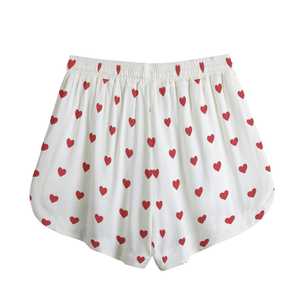 Shorts de Mujer con Estampado de Corazones Blancos, Cintura Media, Ajuste Holgado, Casuales, de Algodón, Transpirables y Tejidos - Product Image 6