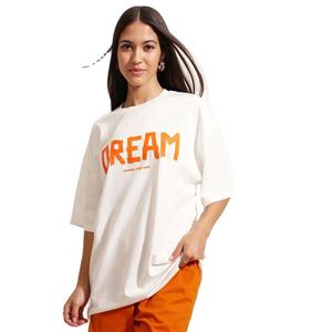 Precio bajo, último diseño, 100% camisetas de algodón para mujer, camiseta informal de manga corta con estampado de alta calidad de gran tamaño de 210gsm para mujer - Product Image 1
