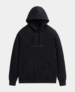 Sudadera con Capucha Unisex de Alta Calidad para Invierno 2026, Diseño Simple, Holgada, Transpirable, Cuello Redondo, Color Negro Sólido, Impresión Digital, 100% Algodón - Product Image 1