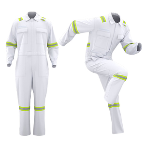 Combinaison de travail blanche réfléchissante personnalisée à manches longues avec bandes de sécurité - Product Image 3