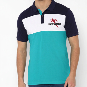 Polo à manches courtes pour homme Sportscode, coloris contrastés, bleu marine, blanc, vert sarcelle - Product Image 1