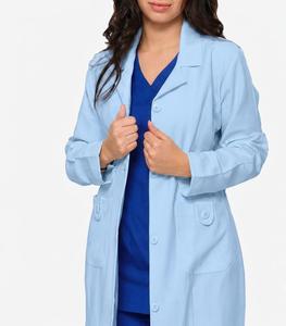 Bata de Laboratorio Unisex Azul Claro Personalizable con Certificación ISO, Uniforme de Hospital de Algodón y Poliéster Tejido, Manga Larga con Bolsillos y Cierre de Aguja - Product Image 2