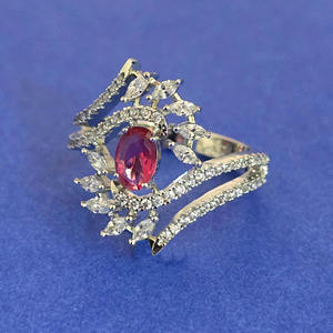 Artificial Jewellery Exporter in India American Diamond <b>Adjustable</b> <b>Ring</b> with Rhodium Plating 444824 - Product Image 4