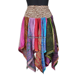 Wholesale Fancy Diamond Cut Style <b>Skirt</b> Bohemian Silk Scrap Handkerchief Dance Overskirt Tribal Sustainable <b>Skirt</b> Hippie DS004 - Product Image 1