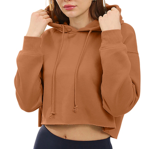 Crop top uni pour femme, coupe classique, sweat-shirt en molleton de coton, sweat-shirt à manches longues de haute qualité - Product Image 2