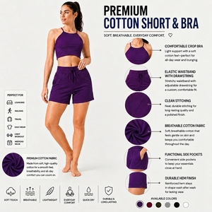 Womens Comfortable Sleeveless Crop Top And <b>Elastic</b> Waist Pocket Shorts Set For Warm Weather Wear - Product Image 6