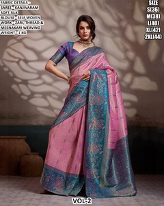 Sari Tradicional Elegante y Encantador de Seda JMC, Sin Arrugas, que Absorbe la Humedad, para Fiestas de Diwali y Bodas, para Invierno y Todas las Estaciones - Product Image 3