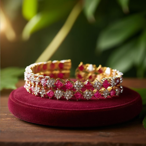 American Diamond Ruby Bangles 2x6-Elegant Diamond Jewelry - Product Image 3