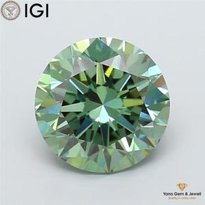 Diamante Cultivado en Laboratorio CVD de 3.01 Quilates, Color Verde Intenso, Claridad VS1, con Certificado IGI, Forma Redonda de 9.19 mm para Alta Joyería - Product Image 1