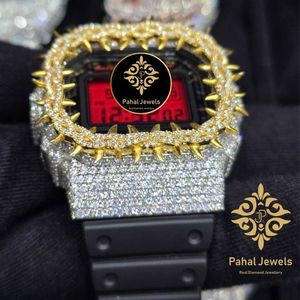 Montre numérique pour homme Pahal Jewels en or avec diamants, style hip-hop, rétroéclairage LED, alarme, chronographe, boîtier carré de 40 mm, bracelet en acier inoxydable - Product Image 3