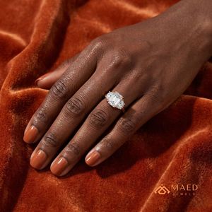 Elegant Rose Gold Radiant Cut Moissanite Engagement Wedding & Anniversary Three Stone Half Moon <b>Ring</b> High Quality Fine Jewellery - Product Image 4