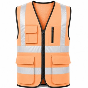 Latest Safety Vest Reflective Strips Multi Pocket Zipper Closure Breathable <b>Mesh</b> Fabric Workwear Wholesale Bulk Order - Product Image 2