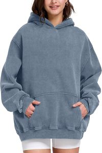 Sweat-shirt à capuche oversize pour femme en molleton uni, coton vierge, pull hiver streetwear, écoresponsable, poches respirantes - Product Image 5
