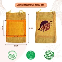 Sac en jute biodégradable écologique avec cordon de serrage 32*22 cm, réutilisable, capacité 2 KG, durable, pour courses et conservation alimentaire