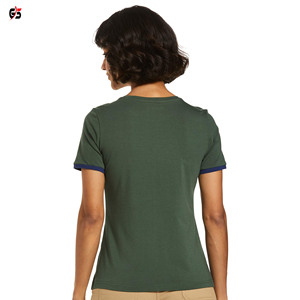 เสื้อยืดคอกลมแขนสั้นสีเขียวล้วนสำหรับผู้หญิง ผ้าฝ้ายเจอร์ซีย์ 100% ระบายอากาศได้ดี สวมใส่สบายๆ เหมาะสำหรับฤดูใบไม้ผลิและฤดูร้อน - Product Image 1