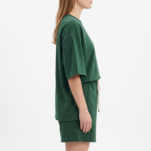 Ensemble deux pièces décontracté d'été pour femme : T-shirt ample et short de motard assorti – Tenue de voyage pour femme - Product Image 2