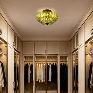 Plafonnier semi-encastré 3 lumières, luminaire moderne noir avec verre vert, compatible LED - Product Image 4
