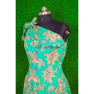 เดรสทรงบอดี้คอนแบบไหล่เดียวขายดีที่สุด ผ้าฝ้ายแท้ 100% ลายพิมพ์สวยหรู สวมใส่สบาย เหมาะสำหรับงานปาร์ตี้ ชายหาด งานแต่งงาน สำหรับผู้หญิง - Product Image 4