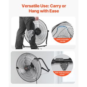 Ventilatore industriale ad alta velocità da 20 pollici con ventilatore a pavimento inclinabile a 3 velocità regolabile a 360 gradi - Product Image 6