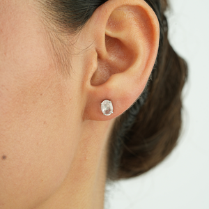 Handmade Stunning Rose Quartz Stone 925 Sterling <b>Silver</b> Minimal Design <b>Stud</b> <b>Earrings</b> For Women's Fine Jewelry - Product Image 2