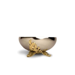 Bol double en métal, acier inoxydable, avec accent en laiton, pierre rose, plat à condiments et à noix, vaisselle de luxe, centre de table décoratif - Product Image 3