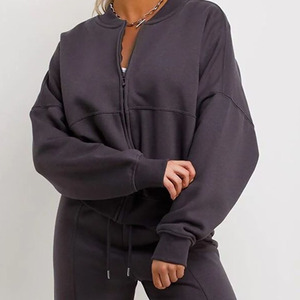 Conjunto Deportivo Oversize Negro para Mujer, Cuello Redondo, Manga Larga, Corte Holgado, Color Sólido, Ropa Casual de Otoño con Bolsillos Laterales - Product Image 5