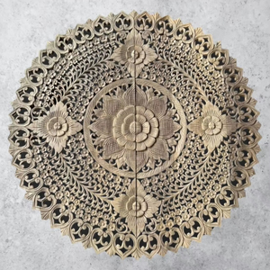 Paneles Redondos Grabados de Madera de Teca de 4 pies para Colgar en la Pared, 100% Hechos a Mano, de Alta Resistencia, Ecológicos, de Origen Tailandés Clásico - Product Image 5