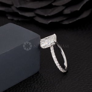 2.50Ct Radiant Lab Grown Diamond Solitaire Hidden Halo Bague de fiançailles en or massif 10K 14K 18K Cadeau d'anniversaire de mariage - Product Image 5