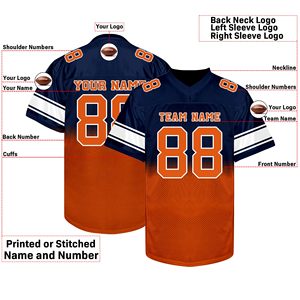 Custom Sublimated American Football Jersey <b>Men's</b> Short Sleeve V-Neck Breathable Mesh Team Name Custom Number Printed All Seasons - Product Image 5