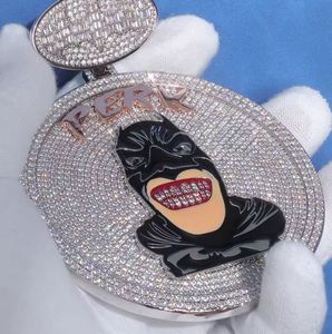 Eyes Blings - Anillo de Plata Fina con Incrustaciones de Moissanita VVS, Estilo Hiphop, Disco Redondo Grande, Regalo Personalizado para Hombre, Certificado IGI - Product Image 2