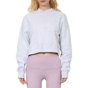 Sudadera Corta Moderna con Diseño de Logotipo Personalizado, Sudadera Corta con Capucha para Uso Diario, Sudadera Elegante para Mujer - Product Image 1