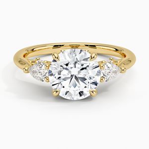 Anillo de Diamantes Cultivados en Laboratorio, Corte Redondo, VVS2, Forma de Pera, Marquesa, Diamante Redondo, Oro de 14K y 18K, Tres Piedras, Anillo de Compromiso y Boda, Joyería Fina - Product Image 1