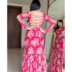 Conjunto de Traje de Fiesta para Mujer de Diseñador con Top, Pantalón y Dupatta, Elegante Ropa de Fiesta - Product Image 3