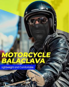 Cagoule noire respirante pour moto, masque facial coupe-vent intégral, capuche réglable unisexe pour le ski, le cyclisme et les activités de plein air - Product Image 2