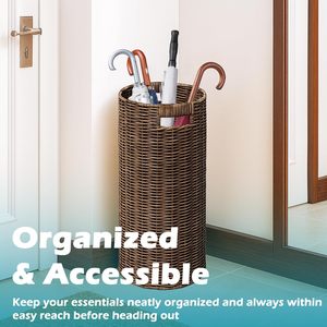Cesta de Almacenamiento de Ratán 100% Ecológica, Porta Paraguas, Duradera, Multifuncional, Ahorra Espacio, para Entrada, Hogar u Oficina, en Oferta - Product Image 4