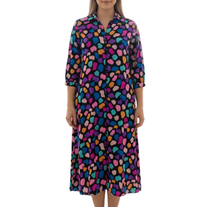 Robe d'été décontractée rose imprimée sans manches longueur genou pour femme, avec bretelles croisées au cou et motifs personnalisés uniques, collection 2025 - Product Image 2