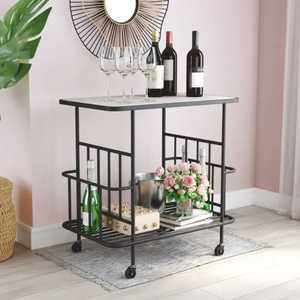 Carrito de Bar Redondo Blanco Minimalista de 3 Niveles con Marco de Metal Dorado, Carrito de Servicio Móvil, Estación de Bebidas, Carrito de Café para Espacios Pequeños - Product Image 6