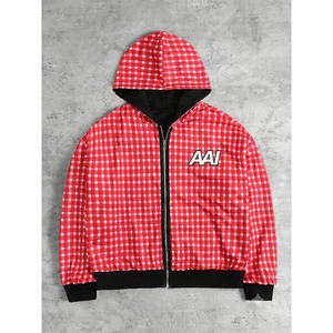 Sudadera con capucha reversible de poliéster con cremallera completa OEM ODM, con estampado personalizado, corte regular, estilo otoñal, informal y a la moda para hombre - Product Image 1