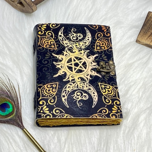 Diario de Cuero Genuino Pentagrama, Hecho a Mano, Clásico, Religioso, Antiguo Libro de Sombras, Grimorio Oculto con Papel de Borde Rústico - Product Image 2