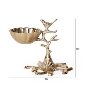 Grand bol de service en métal fait main, écologique, moderne, luxueux et rustique, avec un oiseau sur une branche, pour la décoration de la maison - Product Image 5