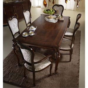 Ensemble de table et chaises de salle à manger 6 places en teck massif de luxe, écologique, durable, de style italien néoclassique sculpté, pour villa - Product Image 1