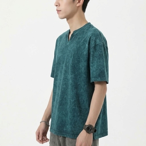 Popular Oversized <b>Vintage</b> <b>T</b> <b>Shirt</b> for Men Premium Washed Cotton Relaxed Fit V-neck Blank Streetwear Casual Urban Fashion Tee - Product Image 1