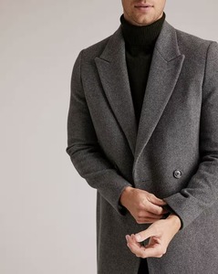 <b>Men's</b> Waterproof Woolen <b>Double</b> <b>Breasted</b> Trench Mandarin Collar Long Thick Regular Fit Woven Fabric Mink Fur Outerwear - Product Image 4