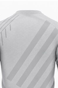 Camiseta de Manga Larga de Secado Rápido para Hombre con Mangas a Rayas, Blanca, de Poliéster, Protección Solar - Product Image 4