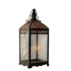 Farol de hierro negro estilo marroquí al por mayor, hecho a mano, decorativo, de metal, para colgar y de sobremesa, para decoración de bodas - Product Image 4