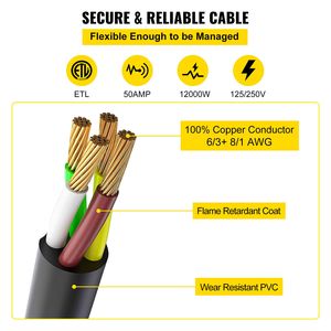 Cavo di alimentazione per generatore da 4,5 m con spina NEMA 14-50P da 50 A e scatola di ingresso SS2-50 laterale - Product Image 3